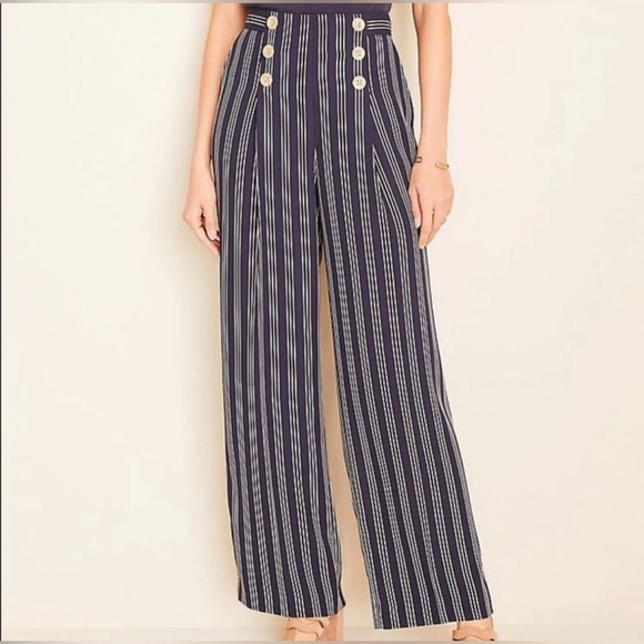 Ann Taylor Striped High-Rise Wide-Leg  Sailor Pants - Picture 8 of 8